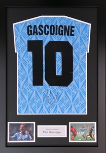 Paul Gascoigne Signed and Framed Lazio Shirt & COA